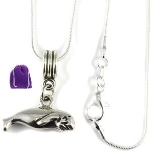 Manatee Charm Snake Chain Necklace - Ocean Sea Creature